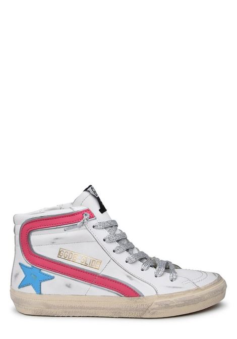 white pink and blue Slide high-top sneakers leather distressed effect GOLDEN GOOSE | GWF00115-F00470782338